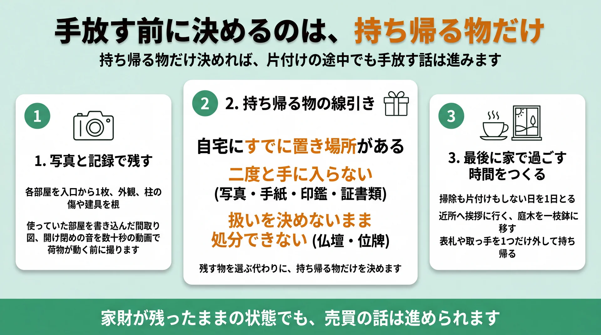 手放す前に決めるのは、持ち帰る物だけ