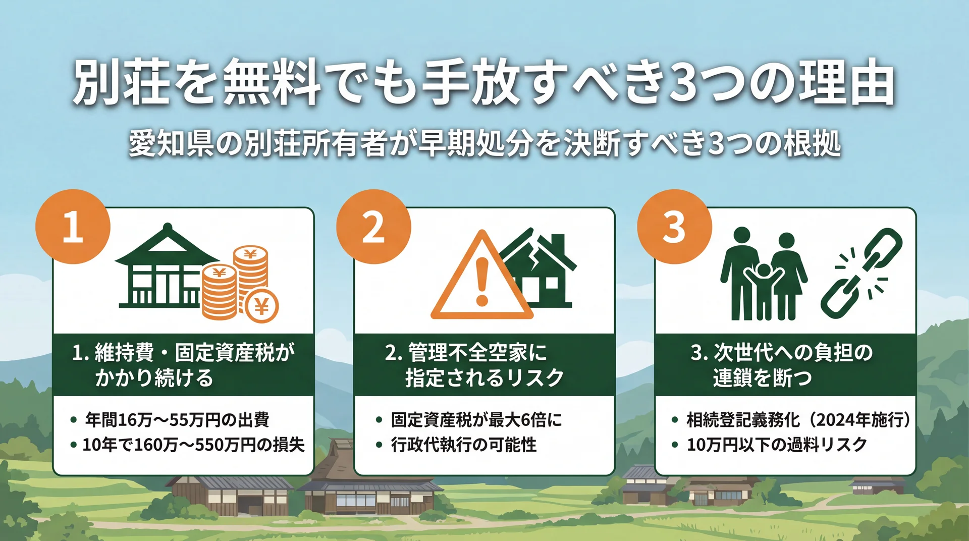 別荘を無料でも手放すべき3つの理由