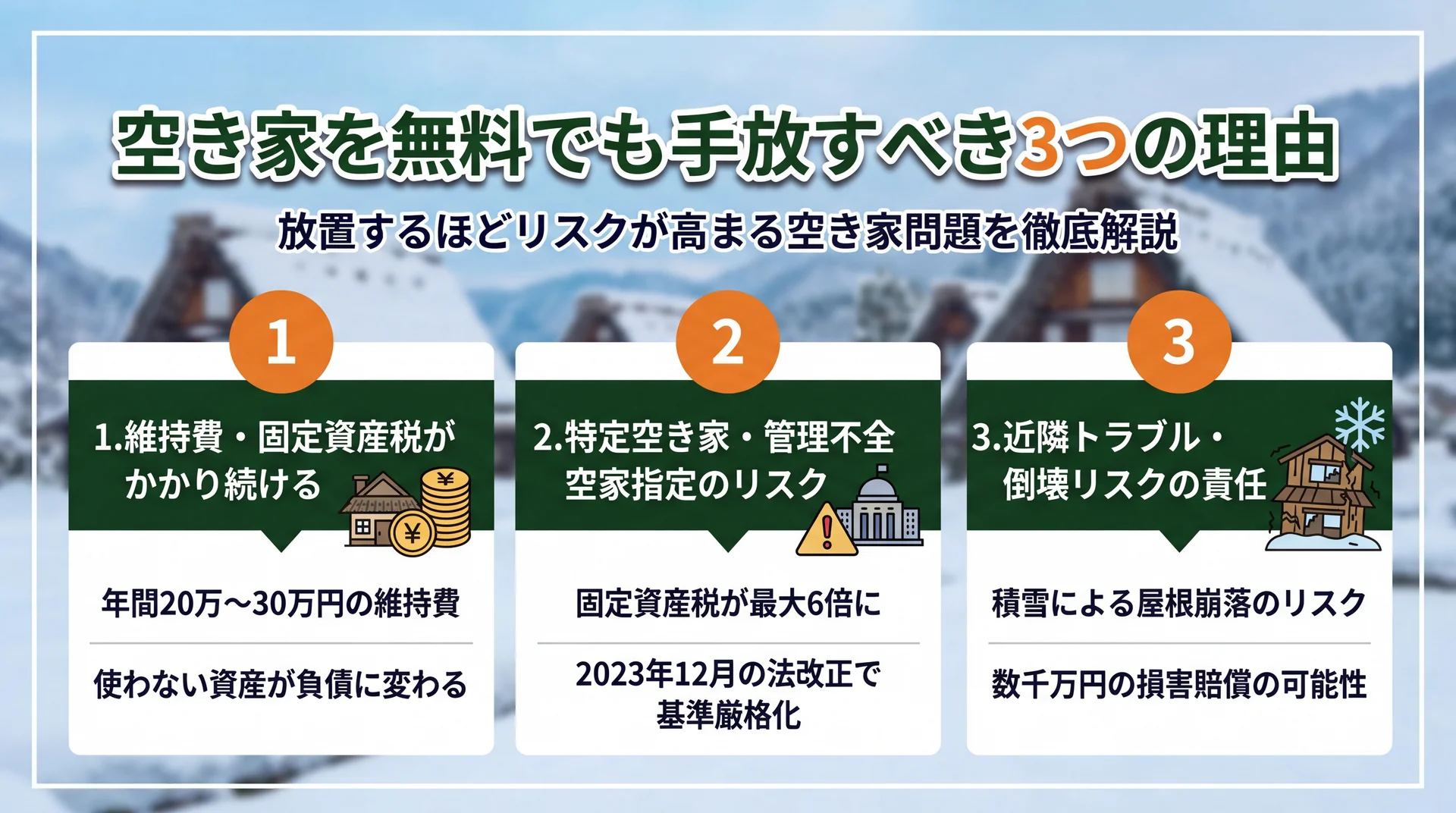 空き家を無料でも手放すべき3つの理由