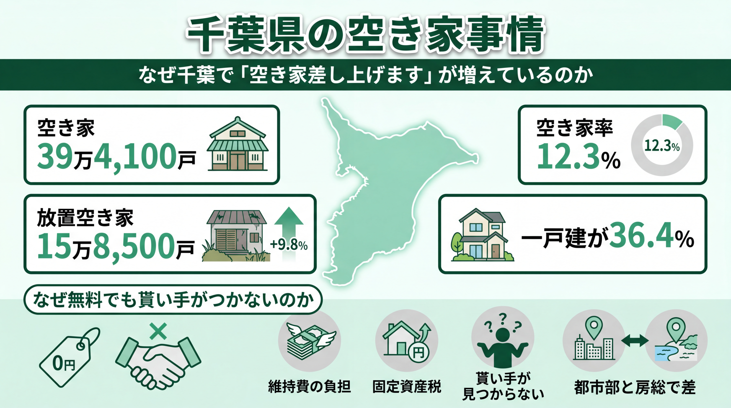 千葉県の住宅地に建つ空き家のイメージ