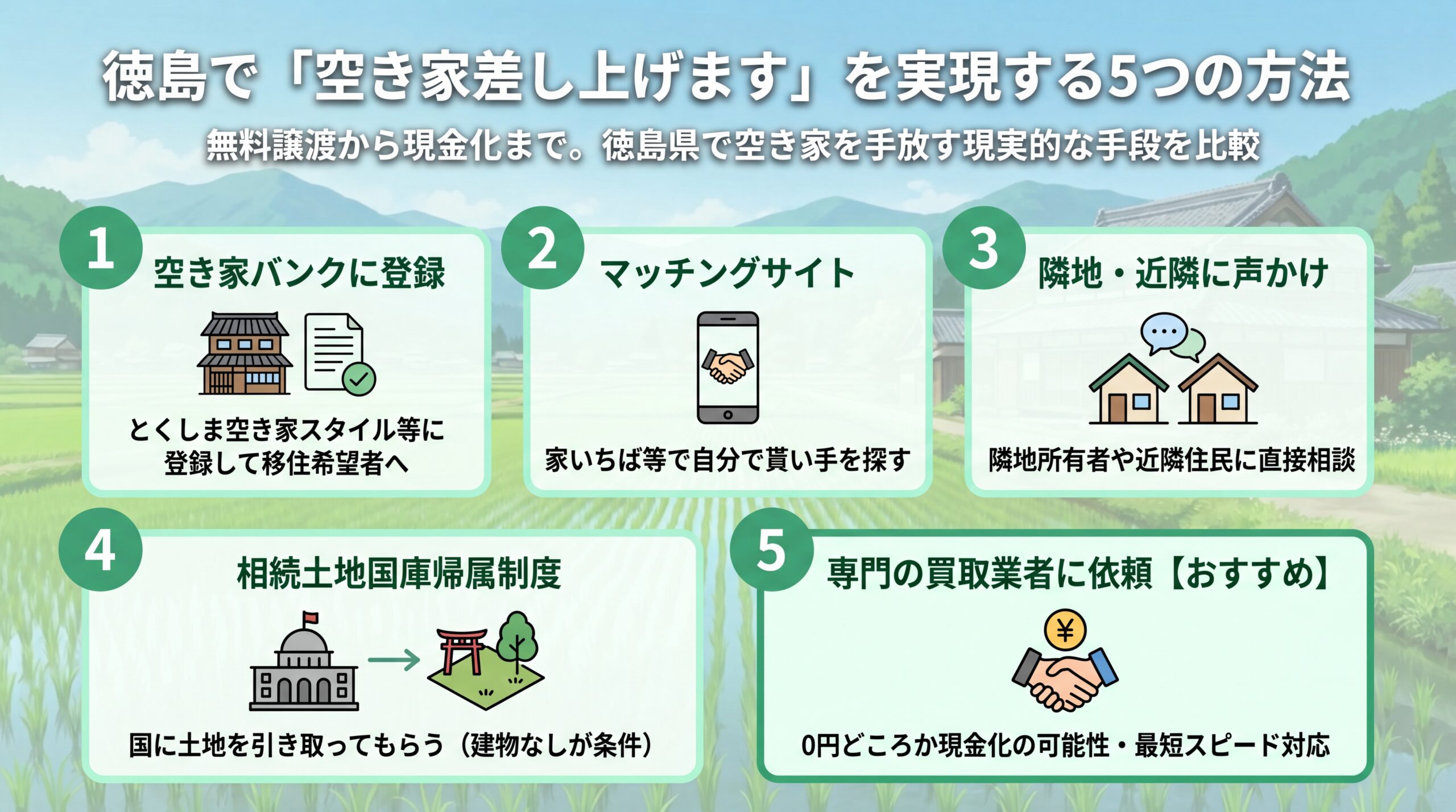 徳島で「空き家差し上げます」を実現する5つの方法
