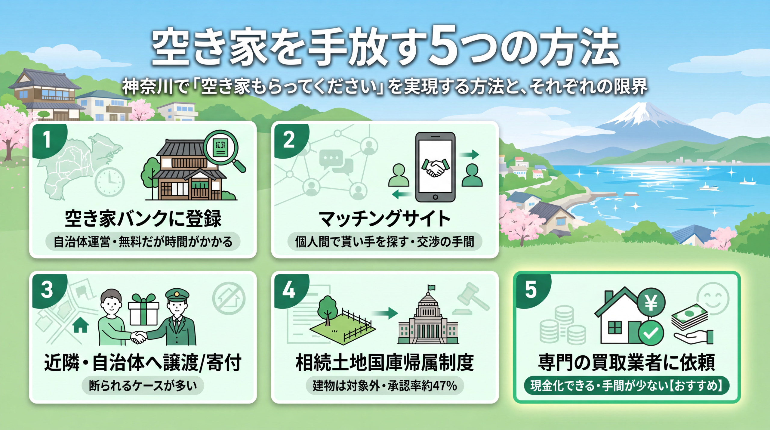 空き家を手放す5つの方法のインフォグラフィック