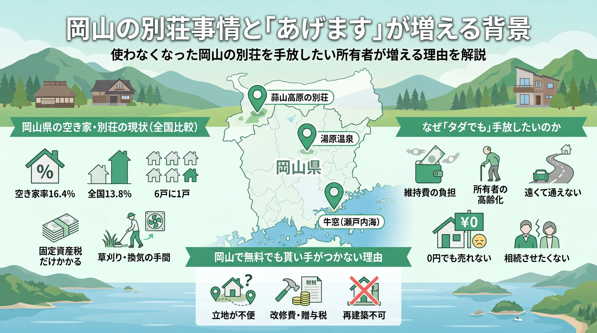 岡山県内の使われなくなった別荘のイメージ