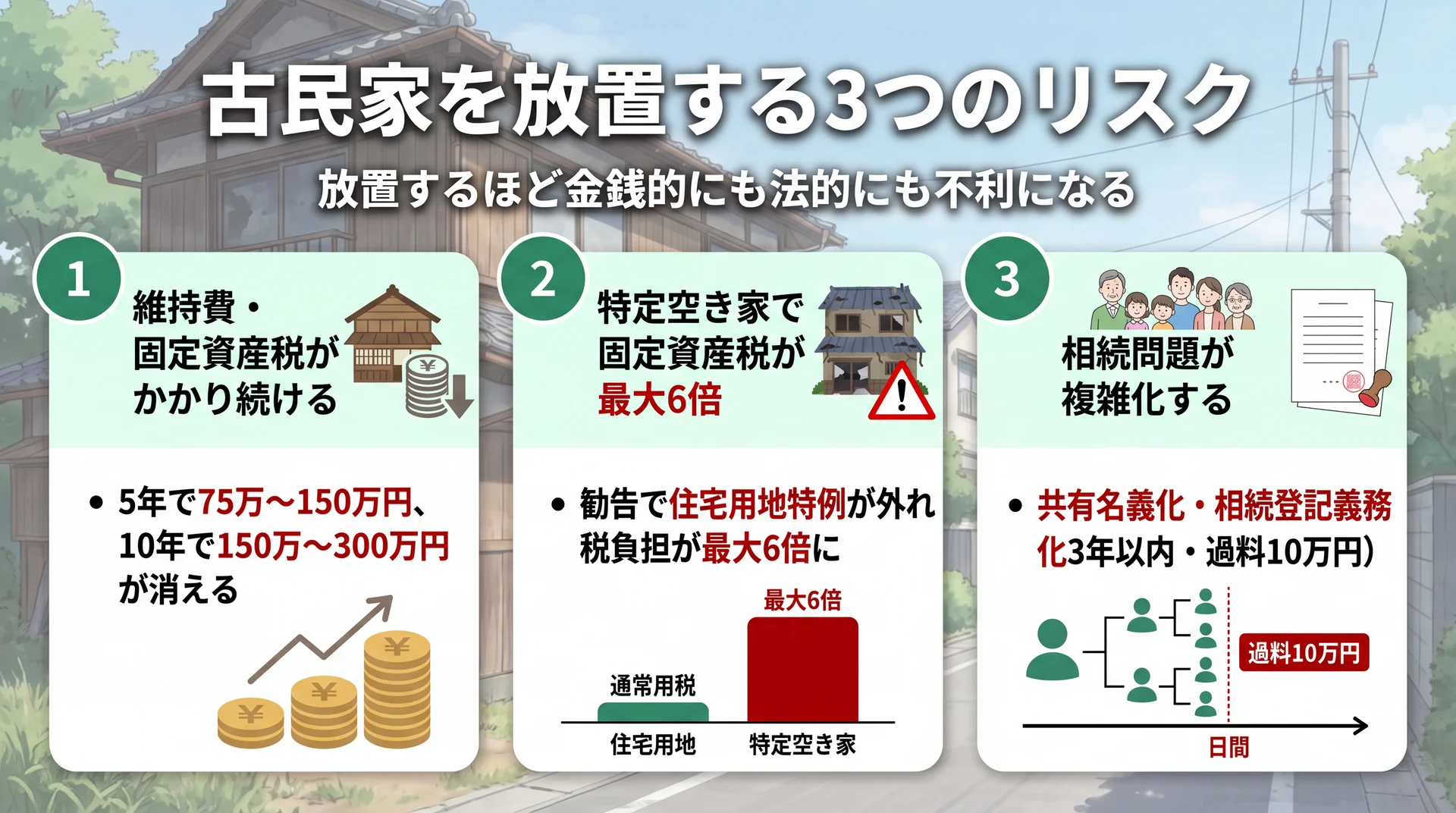 古民家を放置する3つのリスク