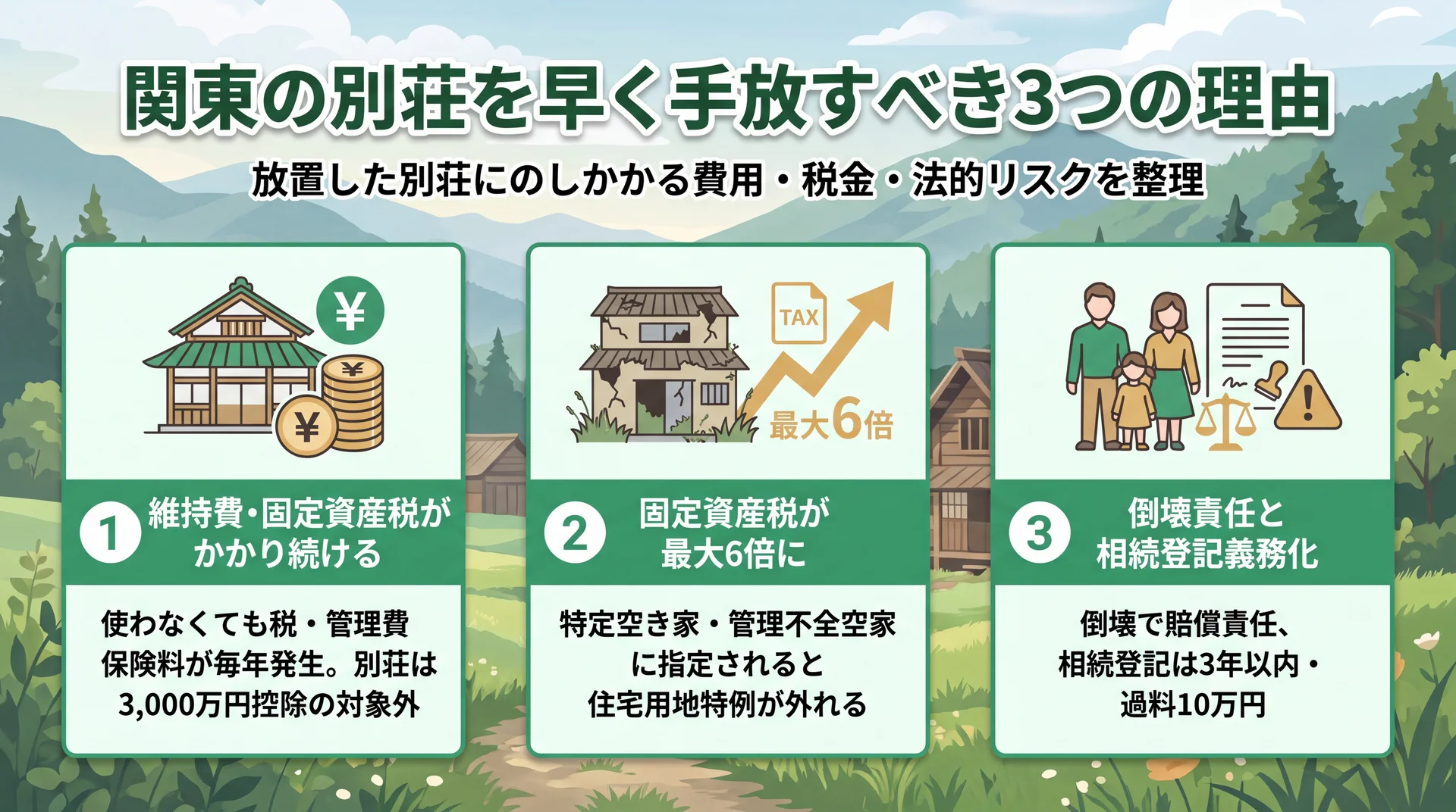 別荘は「あげます」でも手放せない？無償譲渡の壁