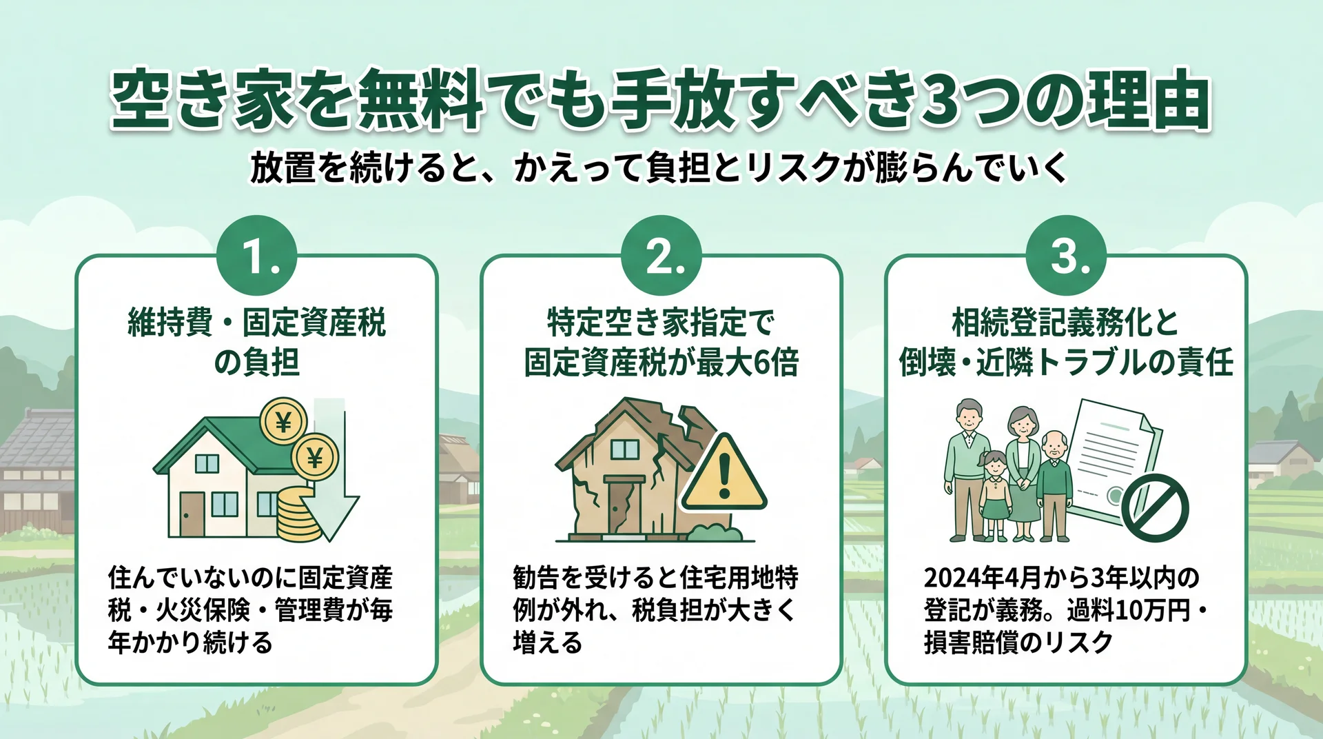 茨城県の空き家を無料でも手放すべき3つの理由