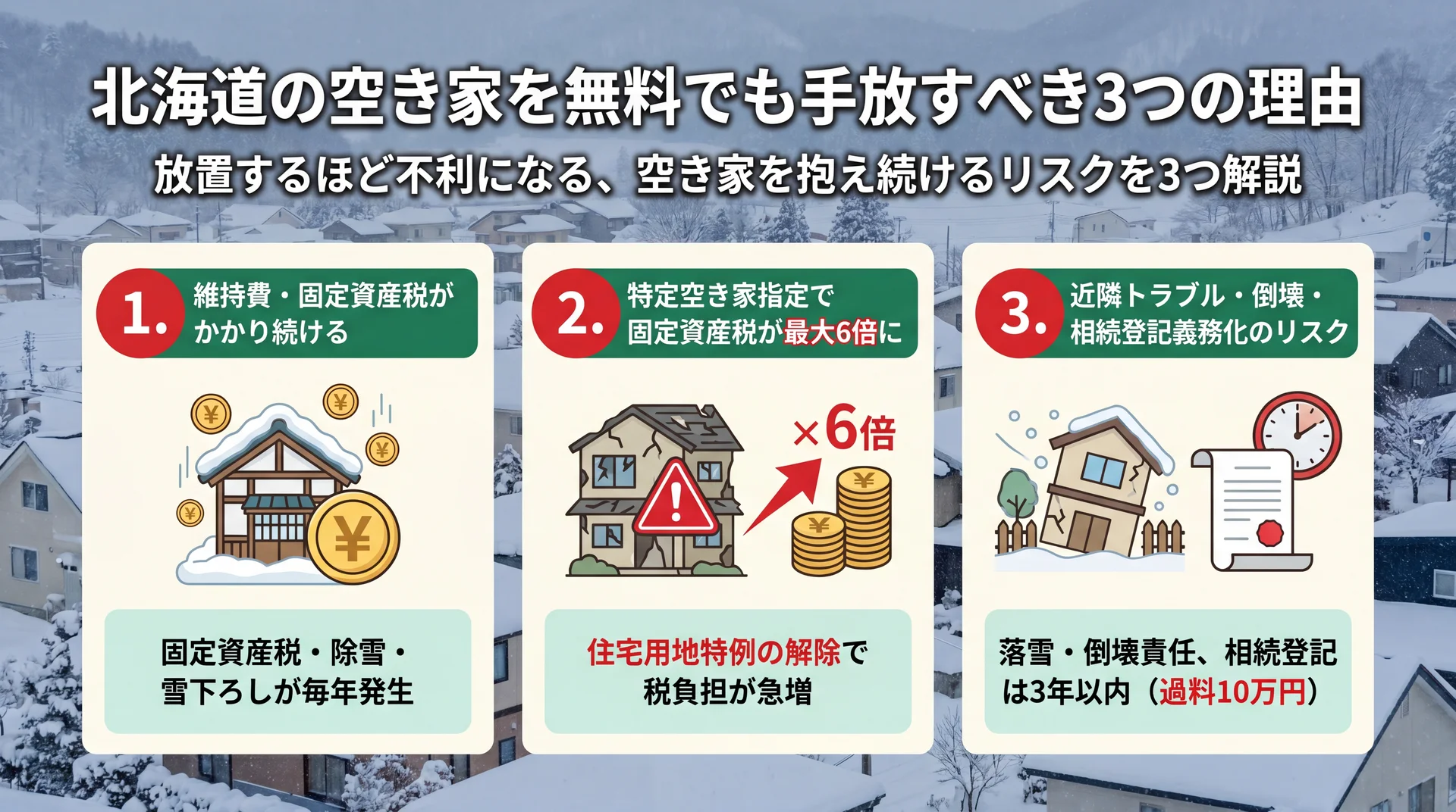 北海道の空き家を無料でも手放すべき3つの理由