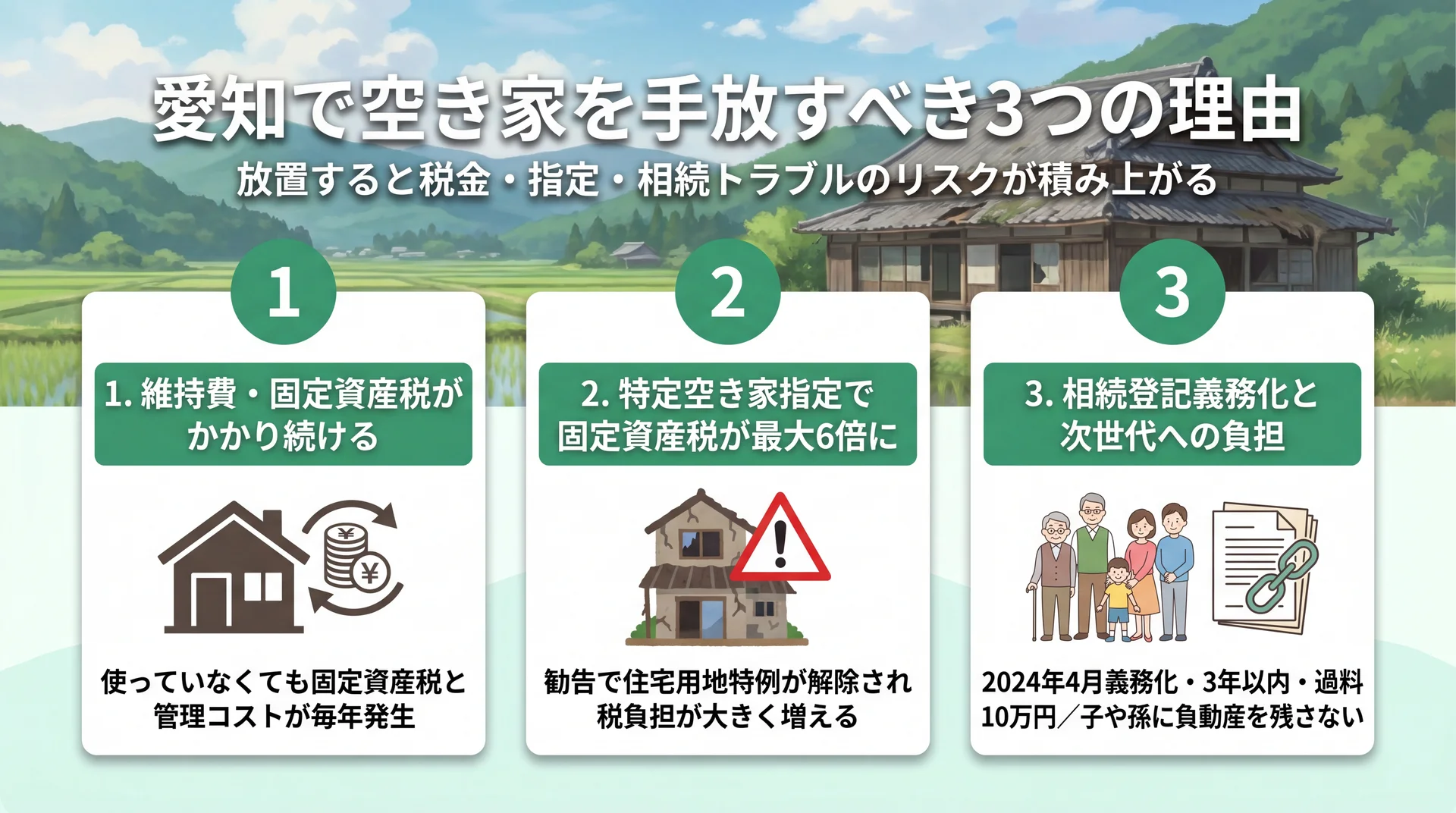 愛知で空き家を手放すべき3つの理由