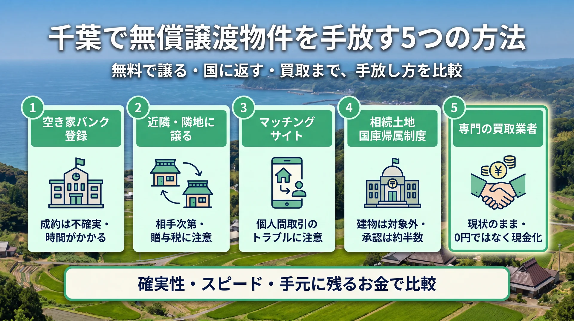 千葉で無償譲渡物件を手放す5つの方法