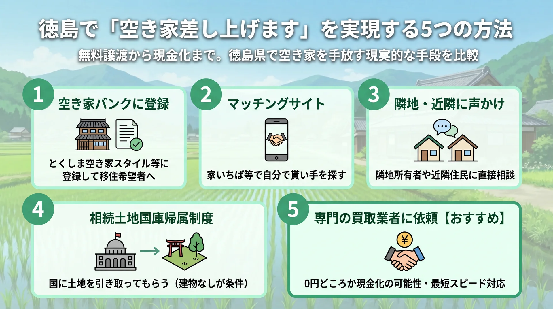 徳島で「空き家差し上げます」を実現する5つの方法