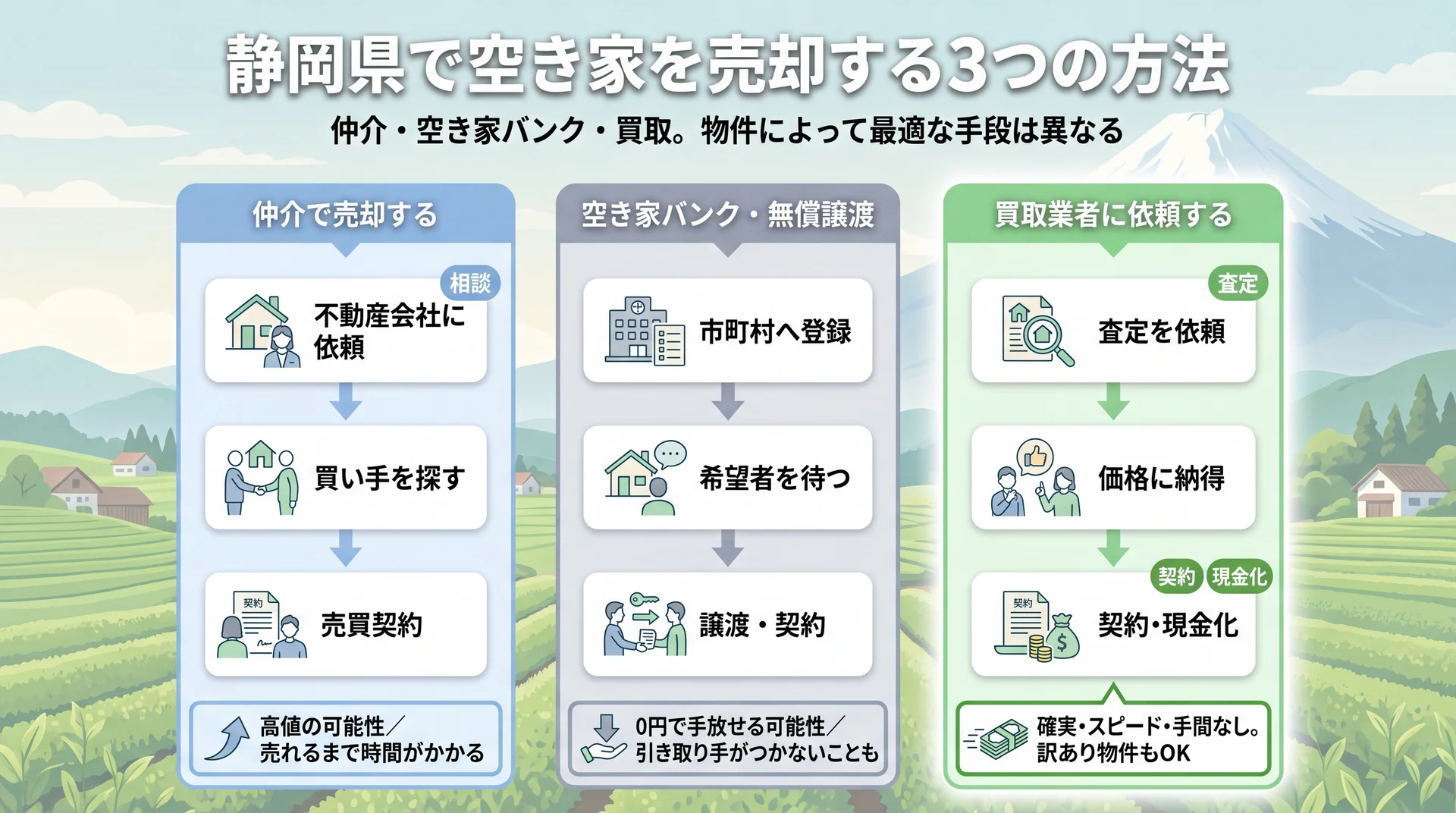 静岡県で空き家を売却する3つの方法