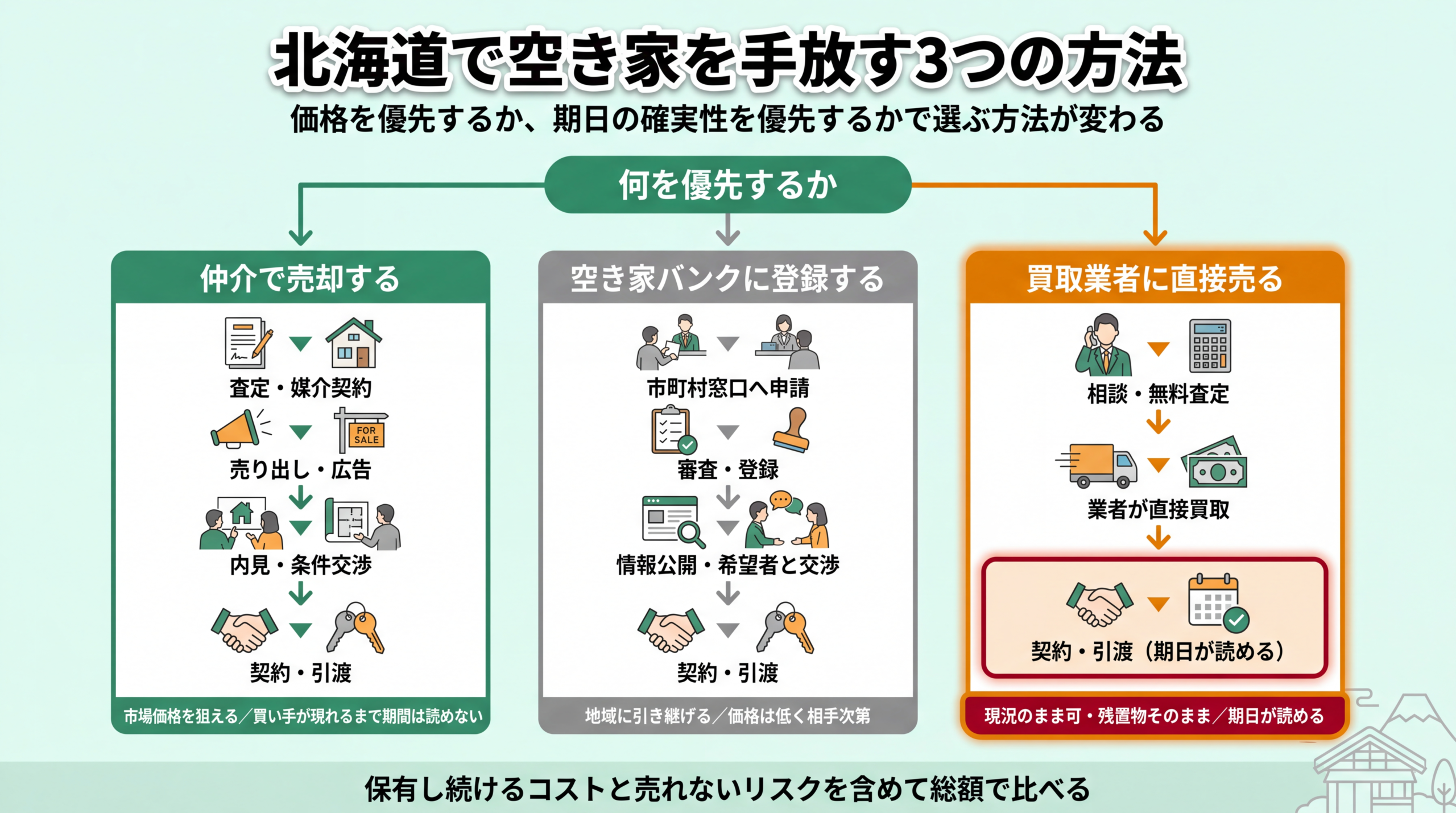 北海道で空き家を手放す3つの方法