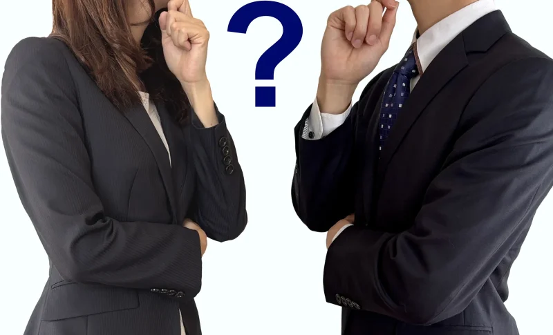 はてなマークと考えるビジネスの男女
