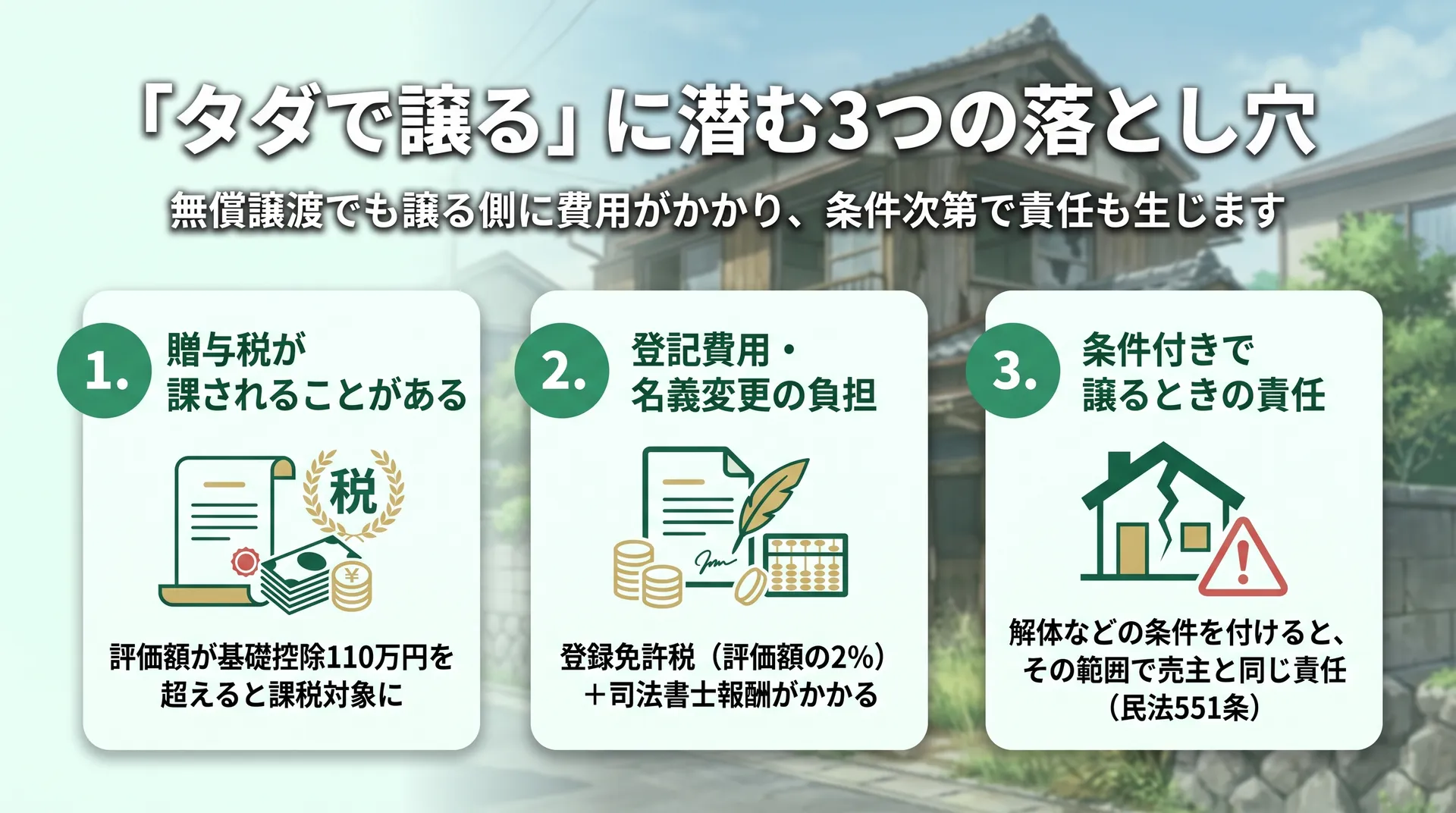 「タダで譲る」に潜む3つの落とし穴